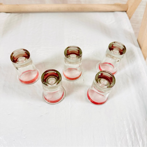 Vintage Set of 5 Shot Glasses with Ruby Flashing by Hazel Atlas - Picture 8 of 10